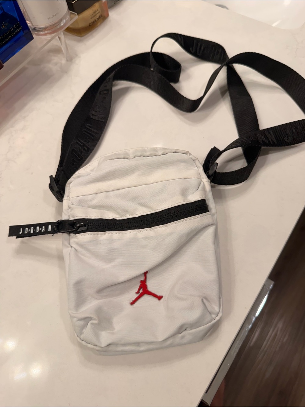 Jordan White Mini Crossbody Bag with Red Jumpman